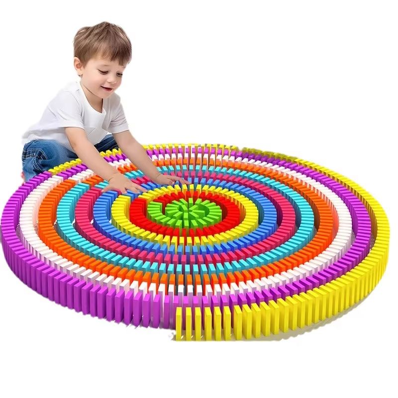 Rainbow Wooden Domino Blocks Montessori Color Sorting and Early Learning Set