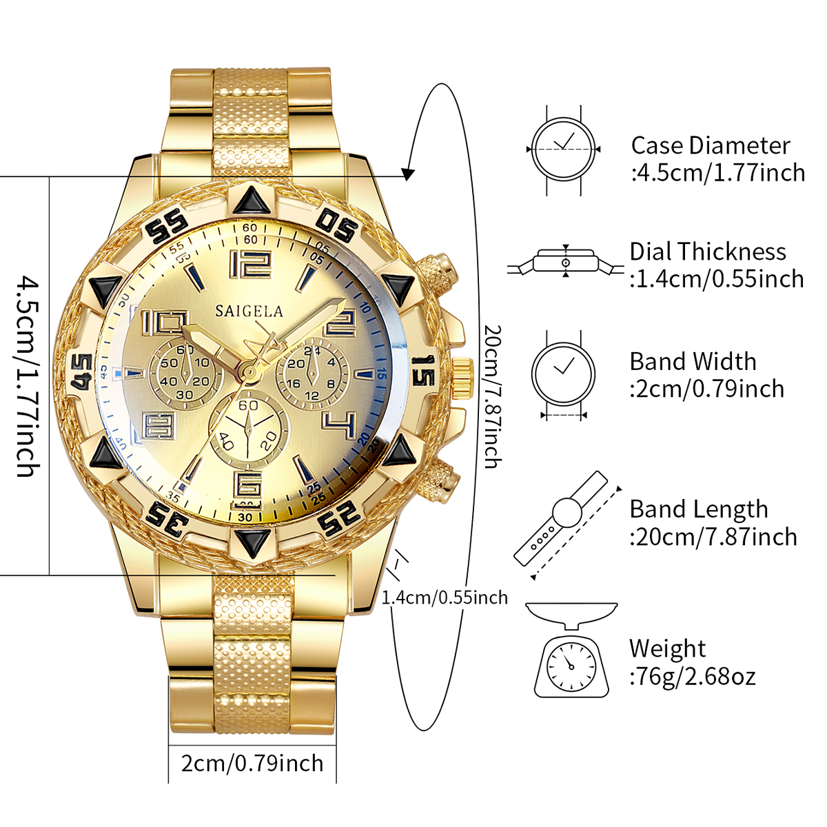 Fashion Steel Band Men Watches, Arabic Dial Man Business Watches, Jewellery Set Premium Gift