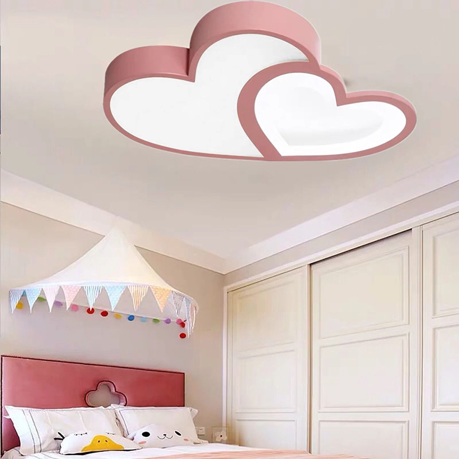 Flush Mount Pendant Lamp, Modern Heart Shape LED Ceiling Light Chandelier Fixture