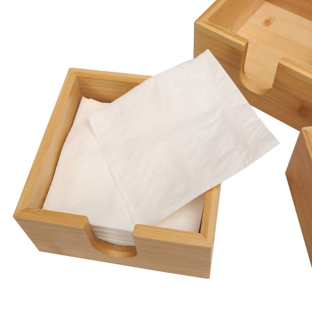 Bamboo Tissue Box Holder for Napkins Multi-function Case Drink Dispenser Living Room Dining Table Restaurant Accessory