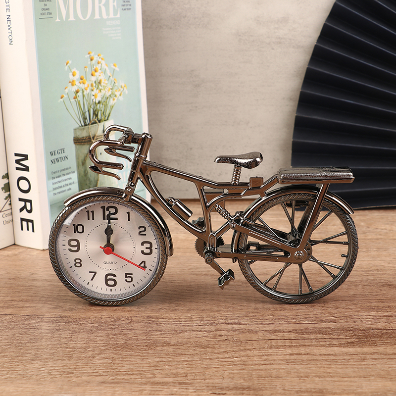 Vintage Bicycle Table Alarm Clock Decorative Desk Clock with Arabic Numerals for Home Decor