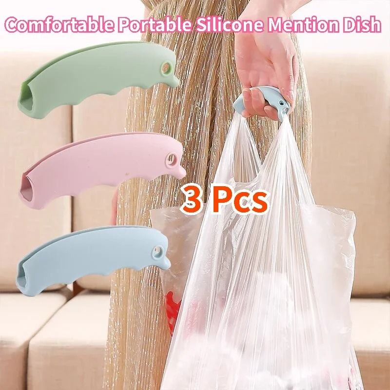 Silicone Grocery Bag Handle Clips Set of 3