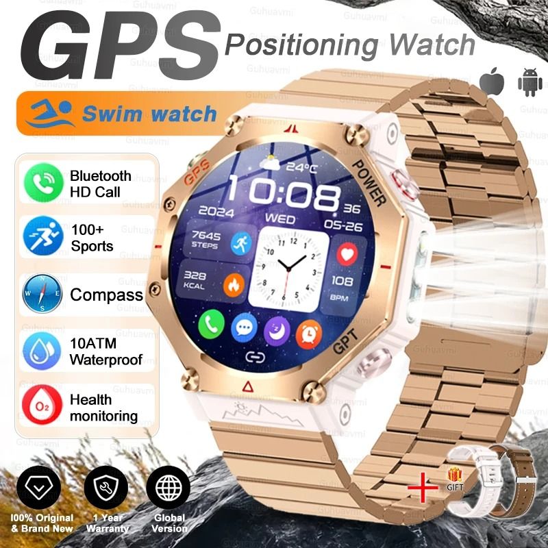 T-Rex 3 Ultra Military GPS Smartwatch with AMOLED Display, 10ATM Waterproof and Compass