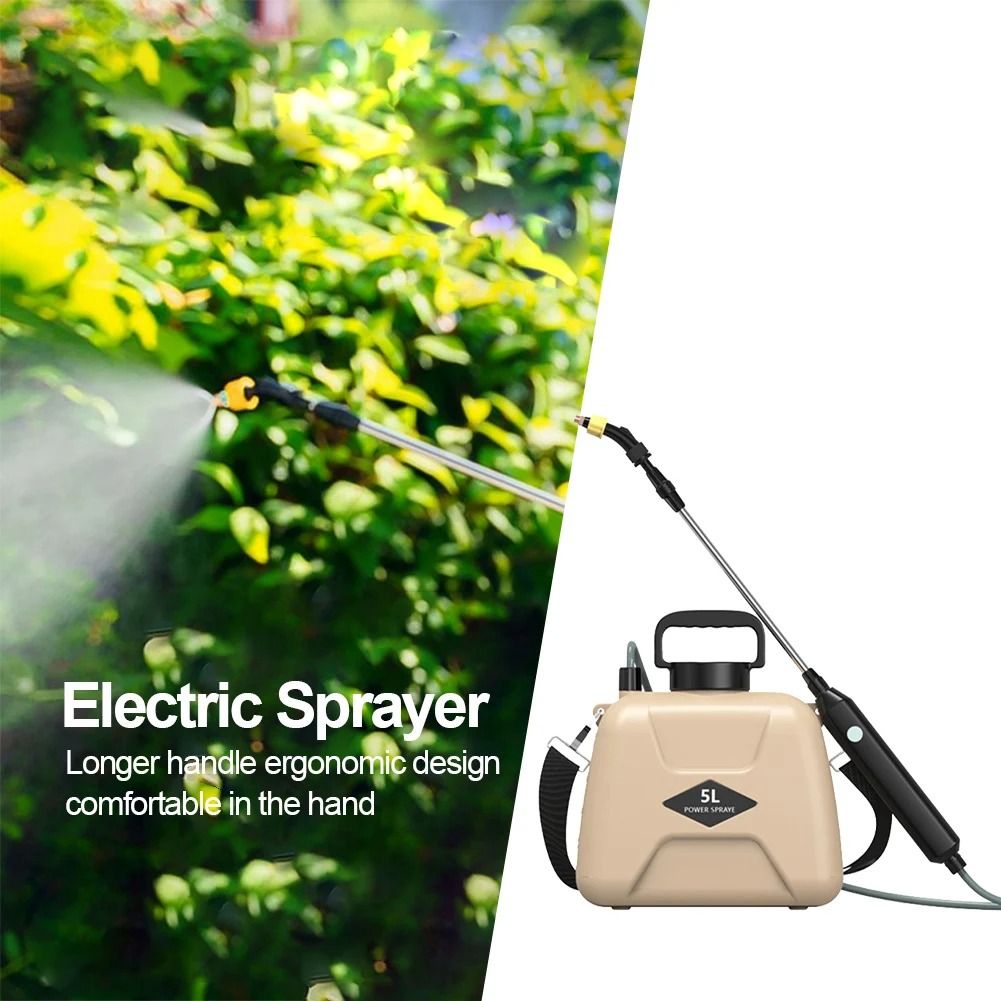 Rechargeable 5L Electric Garden Sprayer with 360 Degree Rotating Nozzle and Shoulder Strap