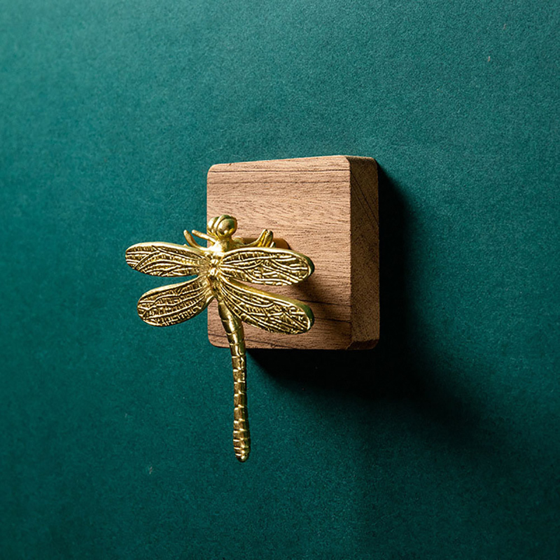 Dragonfly drawer knob in brass for cabinets, dressers and wardrobes