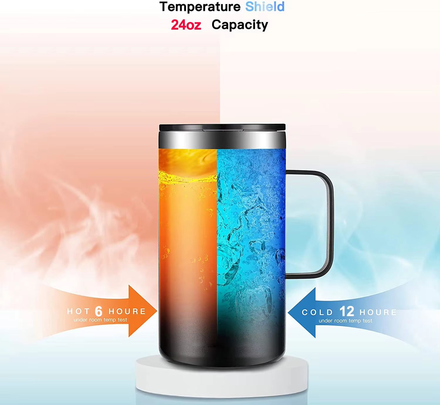 23 fl oz Stainless Steel Travel Thermos Mug - Leak Proof Insulated Vacuum Flask