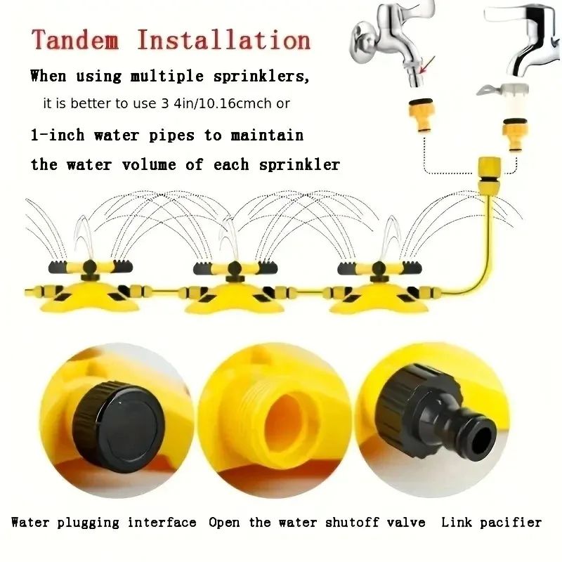 360° Rotating Lawn Sprinkler Set with Adjustable Spray Arms for Large-Area Watering