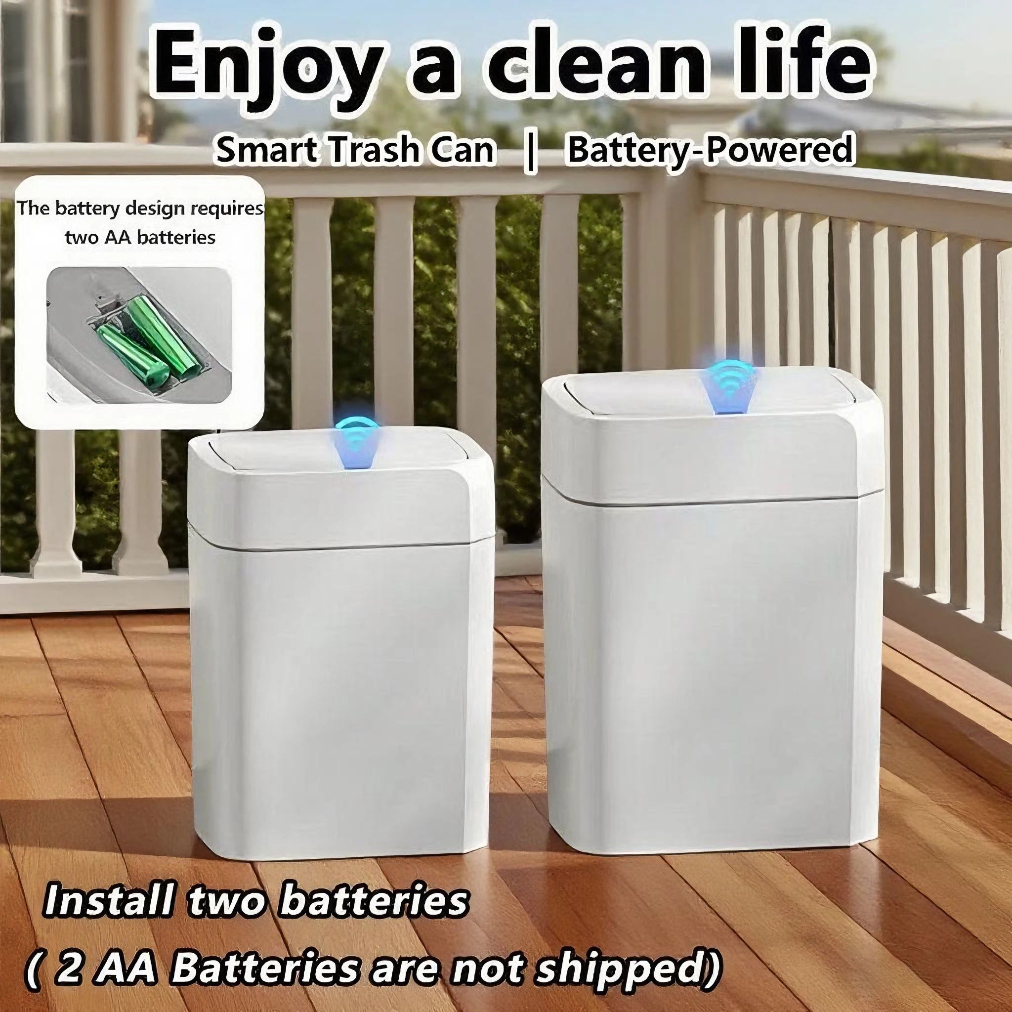 Touchless Motion Sensor Trash Can with Quiet Soft-Close Lid - Smart Automatic Trash Can for Kitchen, Bathroom & Office