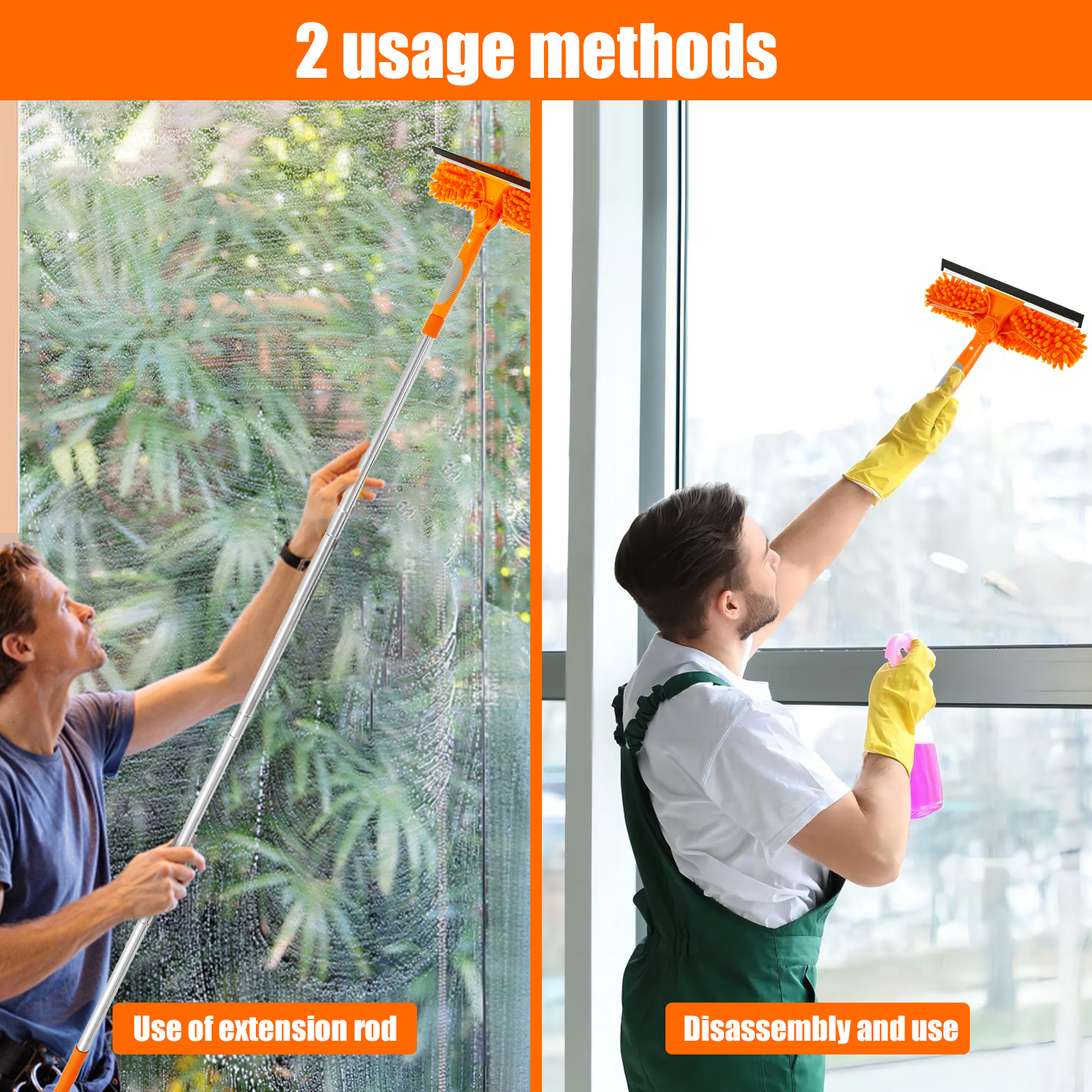 Rotatable Window Mop, Extendable Cleaning Tools Set, Household Squeegee Wiper, Dust Brush New