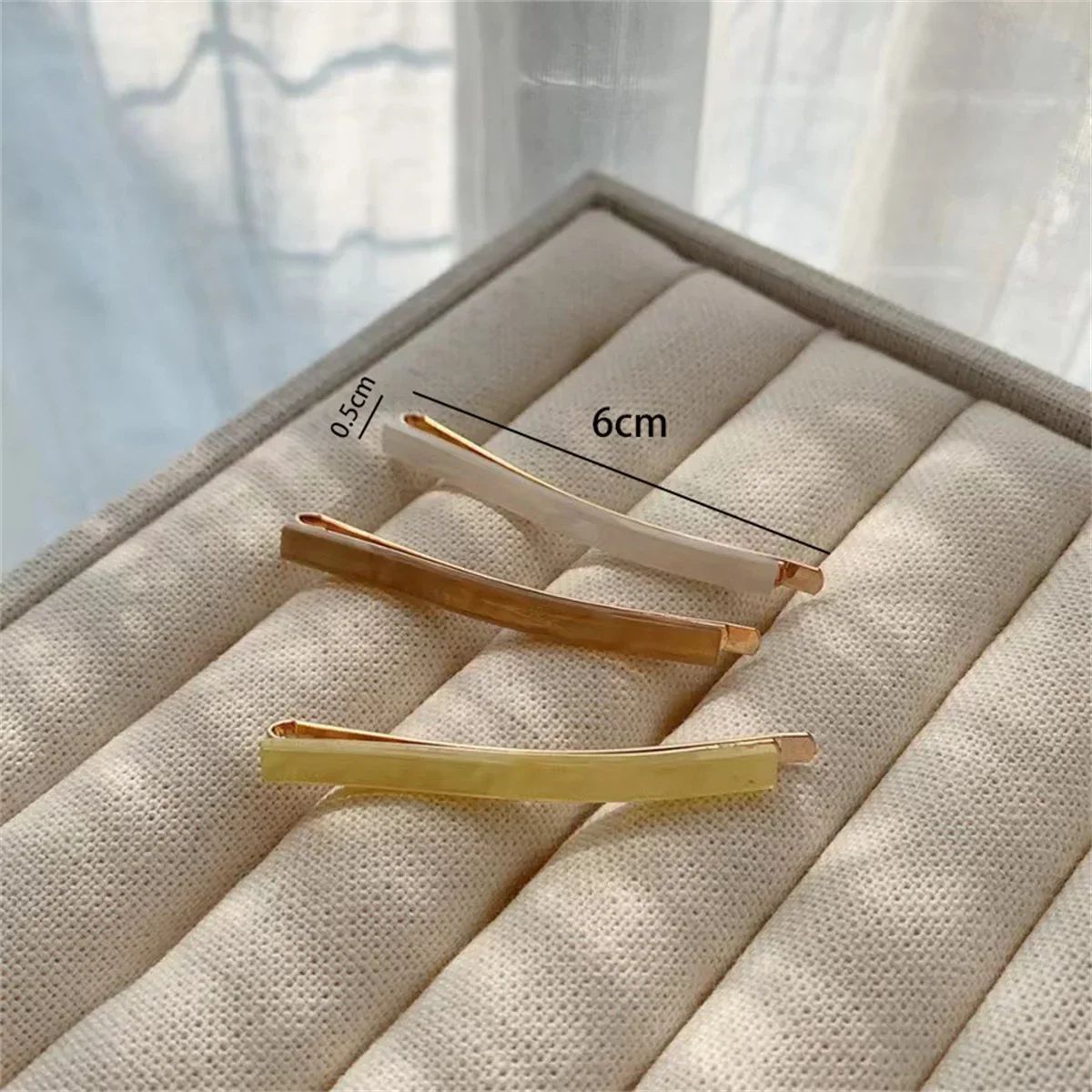 3 Piece Acetate Geometric Hair Barrettes – Simple Oblong Hair Clips and Side Pins