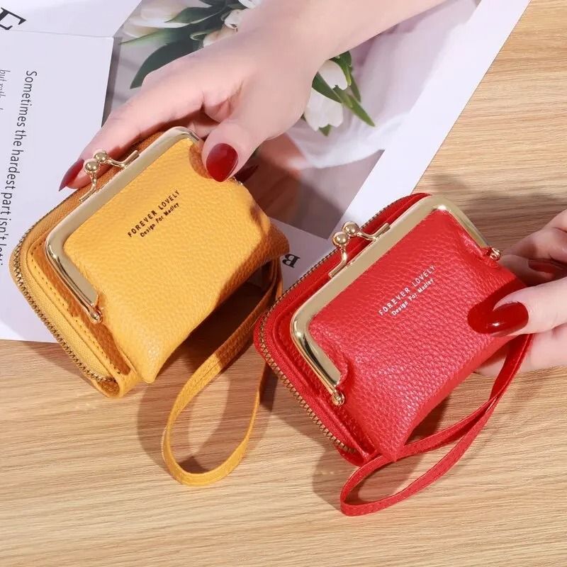 Compact Wristlet Wallet with Coin Clip and Card Storage