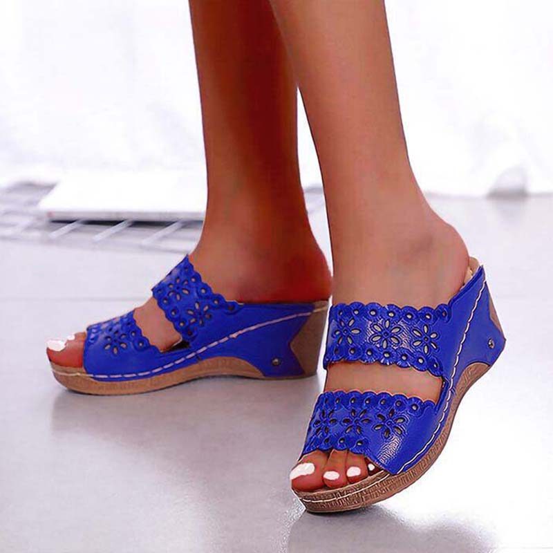 Stylish Summer Women Shoes Sandals, Non-Slip Slip On Wedge Sandals, Retro Ladies Footwear & Casual Women Slippers