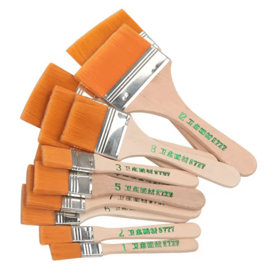 12 Piece Nylon Paint Brush Set Smooth Wooden Handle Brushes for Acrylic Oil Watercolor