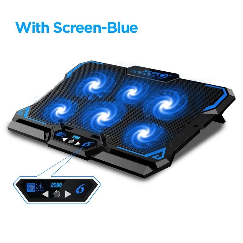 COOLCOLD Gaming Laptop Cooling Pad Six Fan Laptop Cooler Stand with LED Display