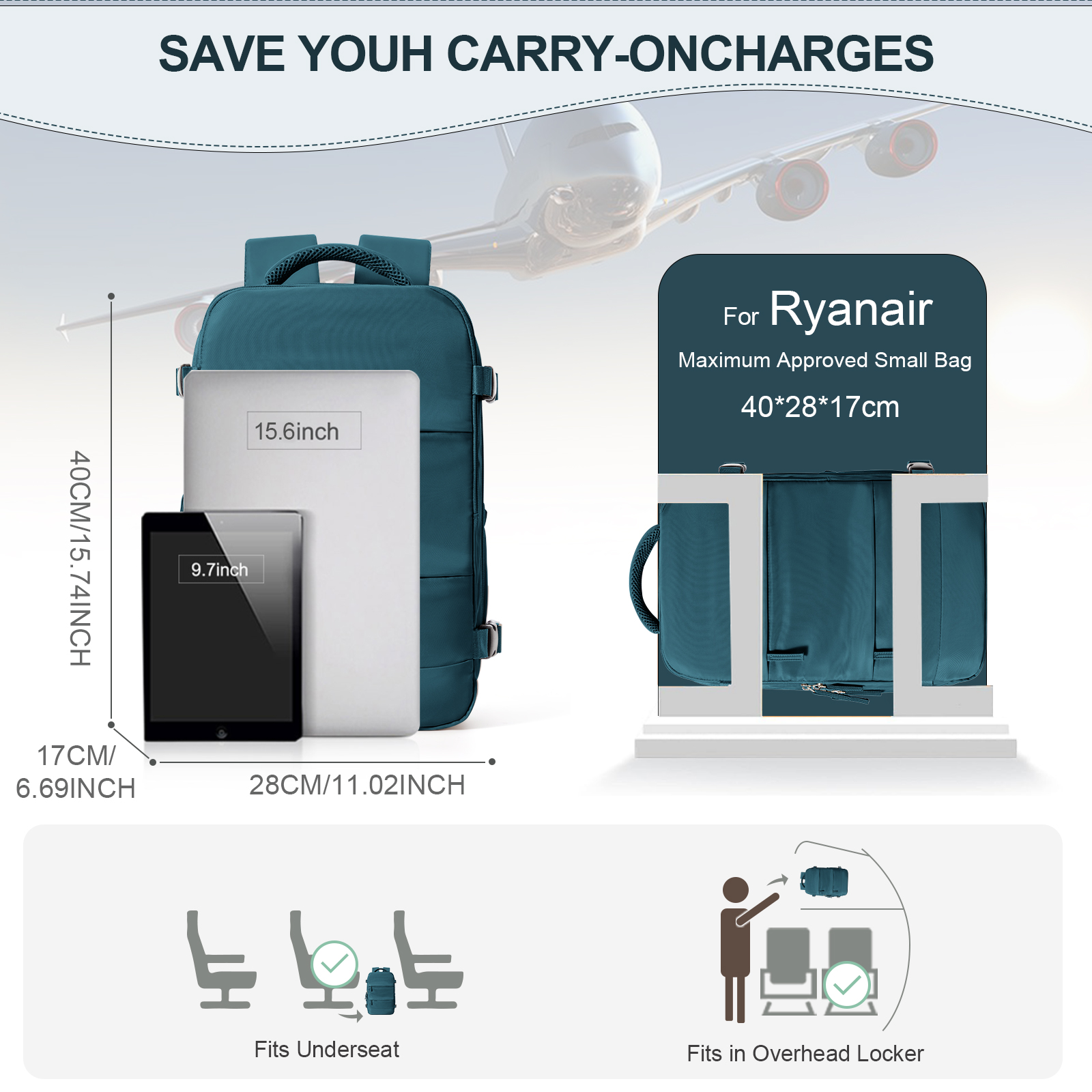 Expandable Travel Laptop Backpack Cabin Approved Carry On Bag for Business and College
