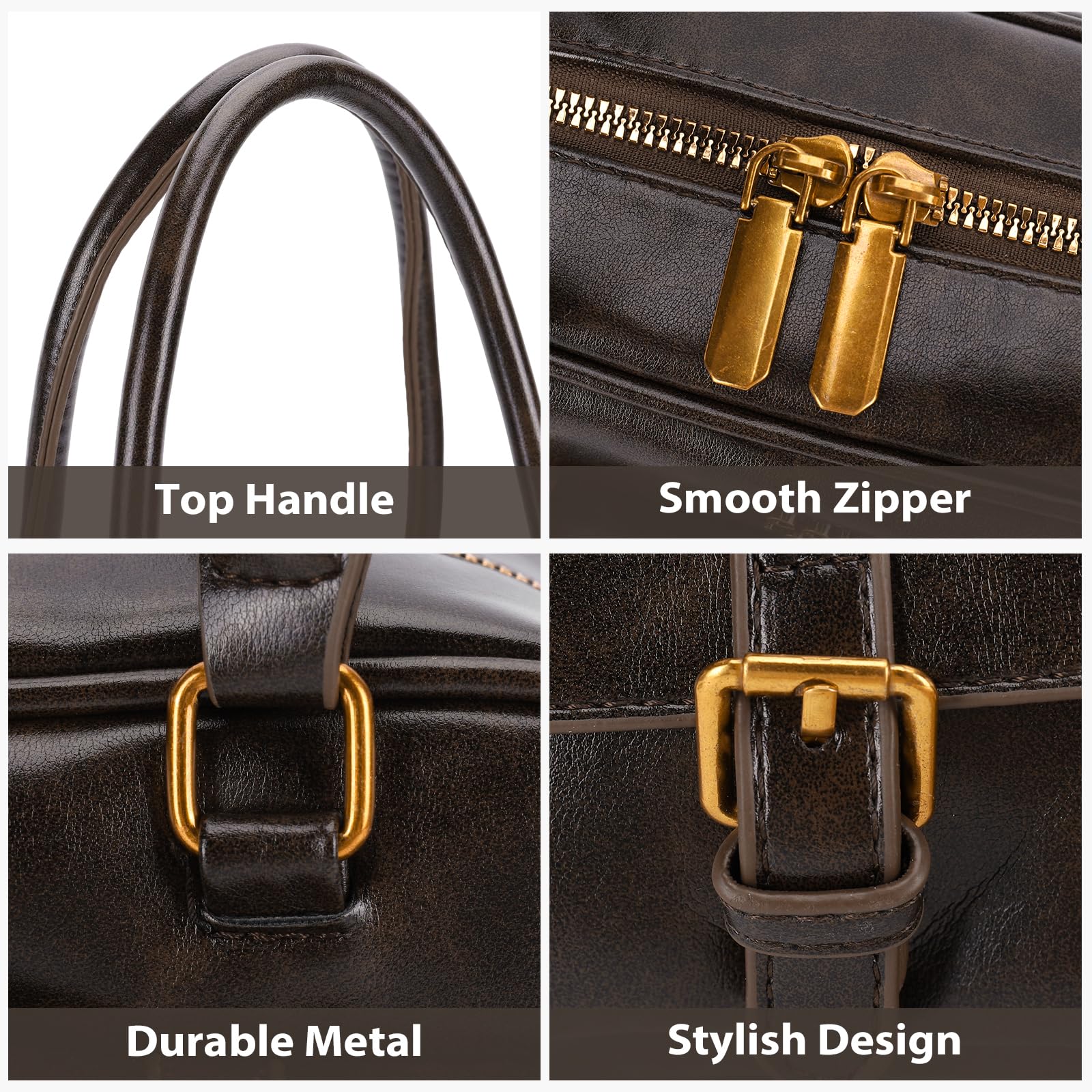 Retro Shoulder Bag Women YK Hobo Bag Boston Style Coffee Handbag