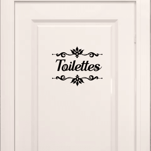 French Toilettes Bathroom Door Sticker Waterproof Floral Vinyl Toilet Decal