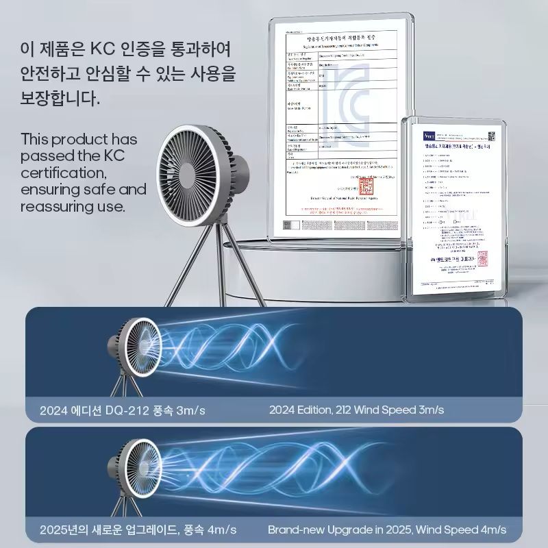 Rechargeable Camping Fan with LED Light and Power Bank
