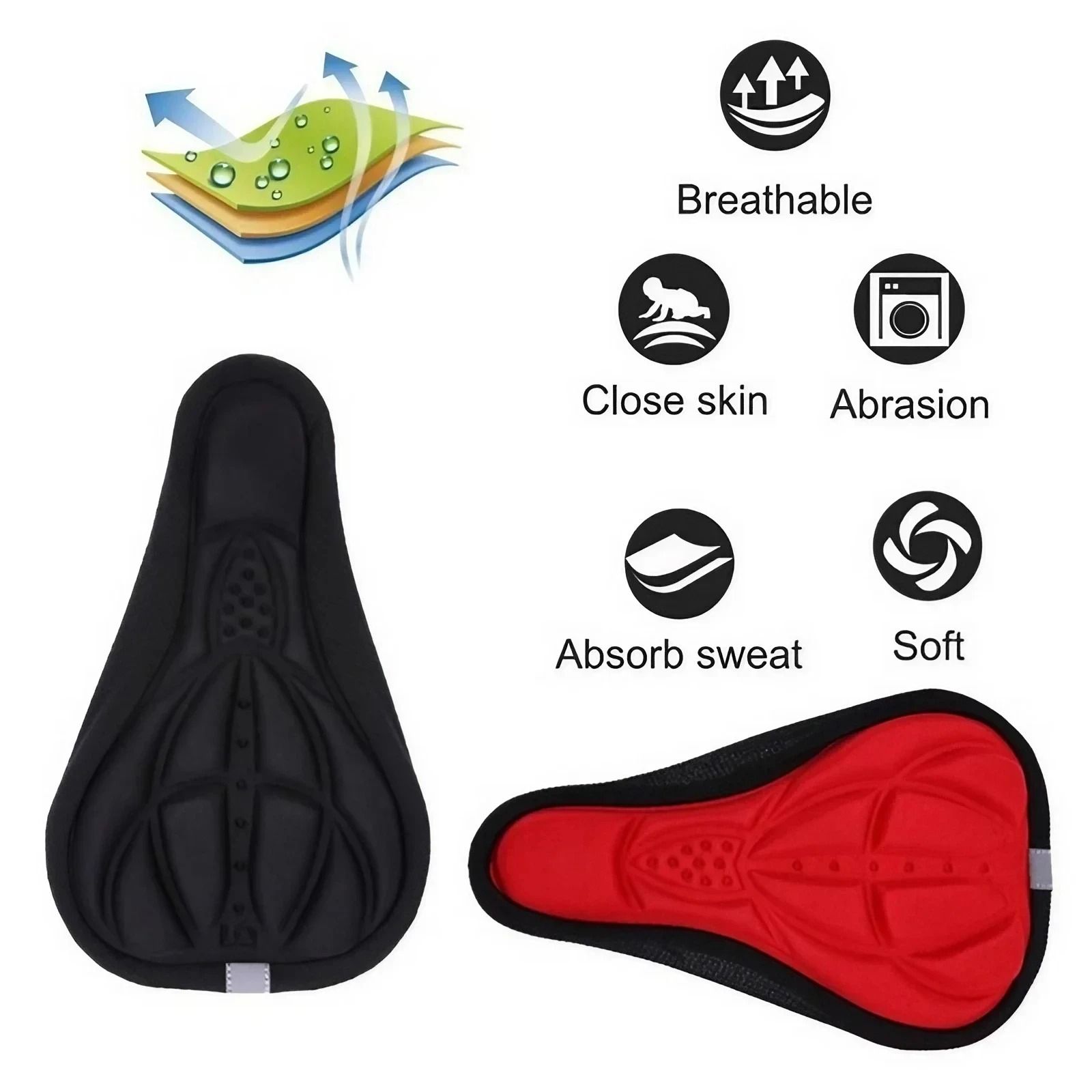 Wide Gel Bicycle Seat Cushion Soft Padded Saddle Cover for Mountain and Exercise Bikes