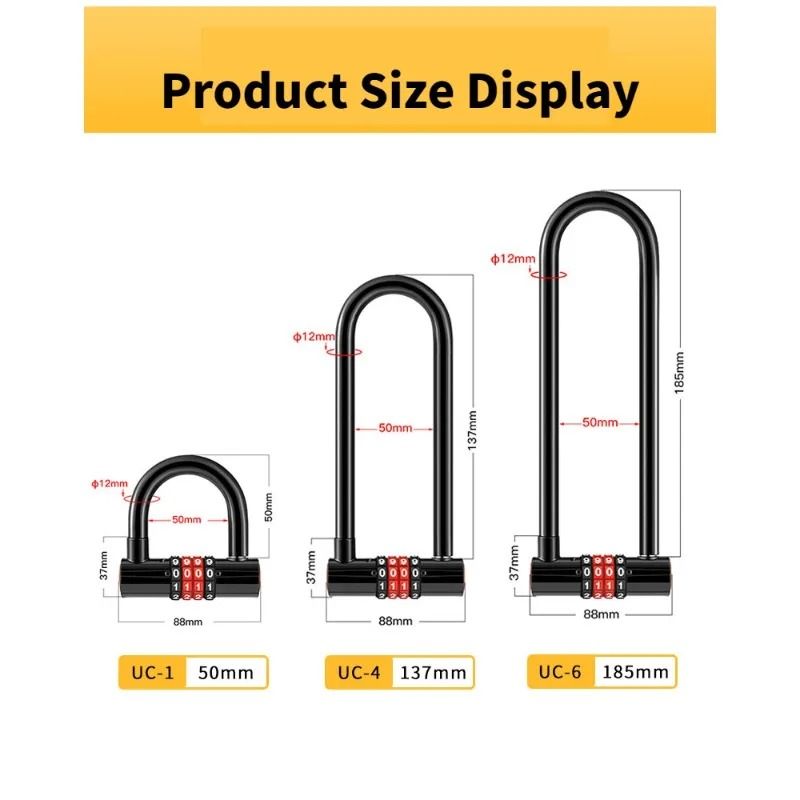 Extended U-Shaped Anti-Theft Combination Lock
