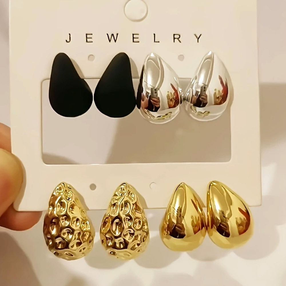 Vintage Glossy Thick Acrylic Water Drop Stud Earring Creative Tear Drop Earrings Women's Elegant Party Jewelry