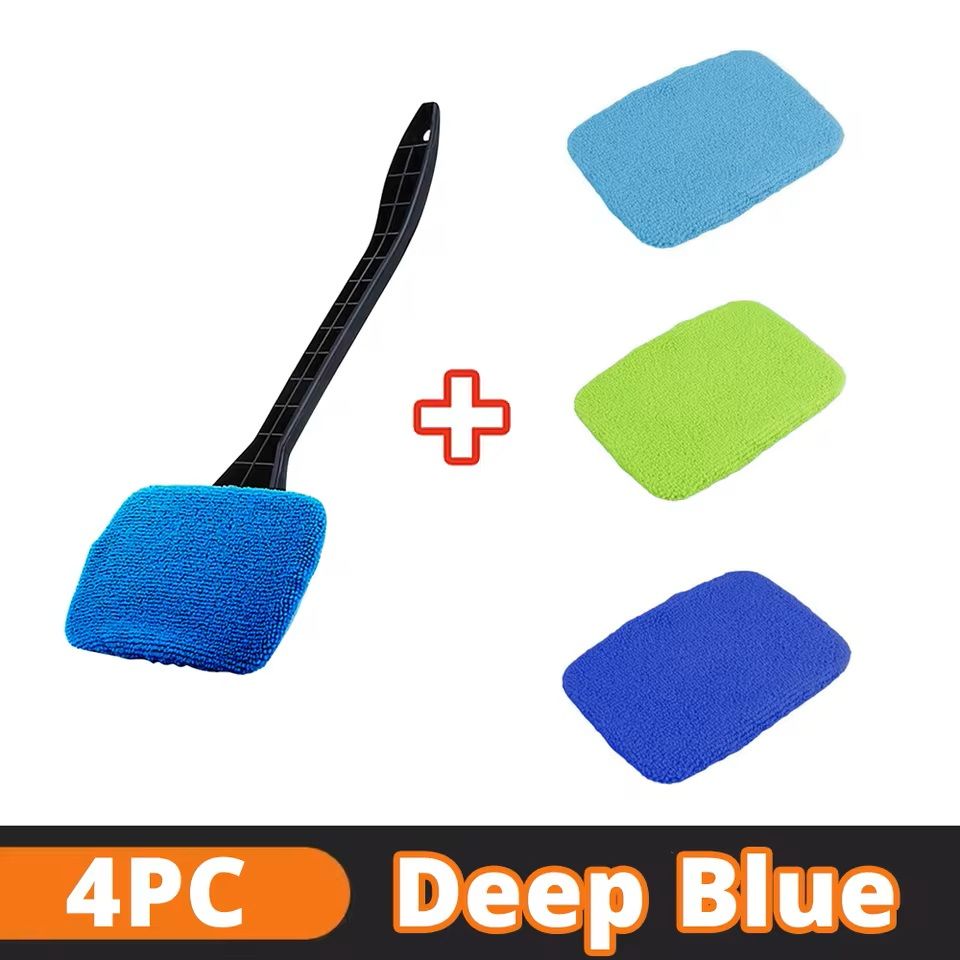 Car Windshield Cleaning Brush Kit with Microfiber Cloth and Long Handle