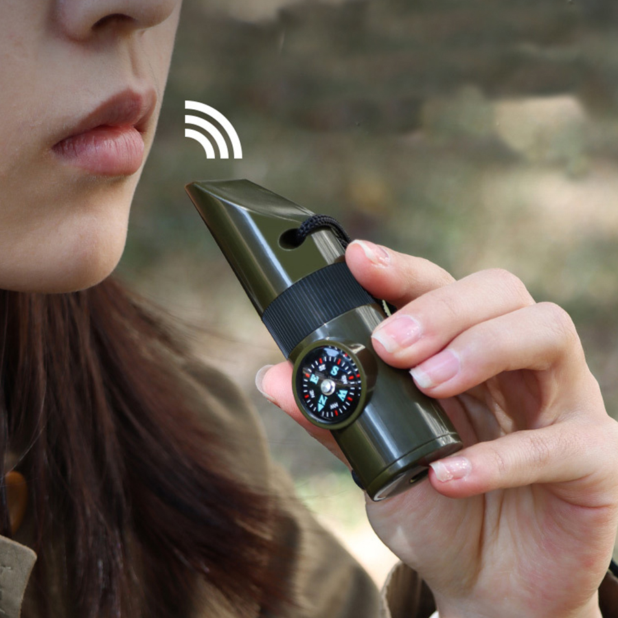 Outdoor Multi Function Survival Tool with Compass, Whistle & Flashlight