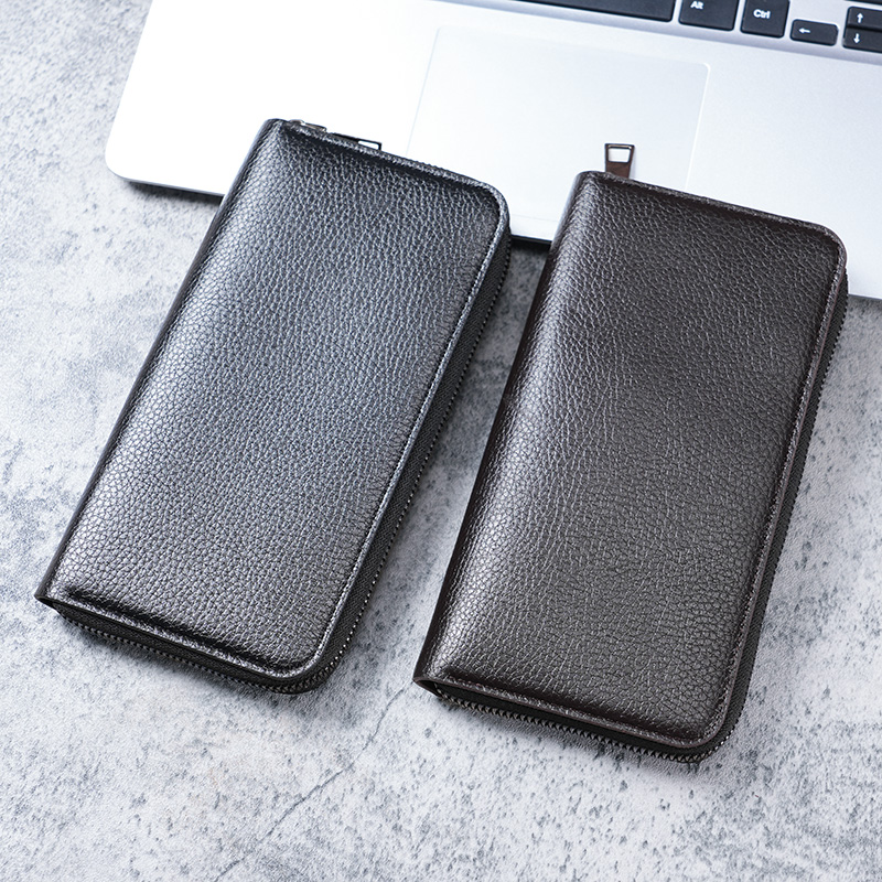 Premium Long Mens Zipper Wallet Multi Function Business & Phone Clutch