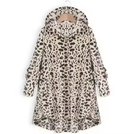 CosyHood Wool Blend Hooded Womens Coat, Warm Autumn Winter Solid Colour Plush Jacket