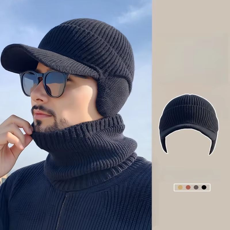 Men's Windproof Knitted Balaclava Hat with Thermal Neck Cover