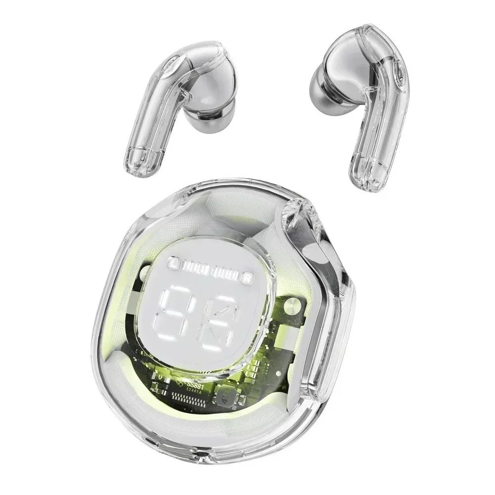 Transparent Bluetooth Earbuds with LED Display