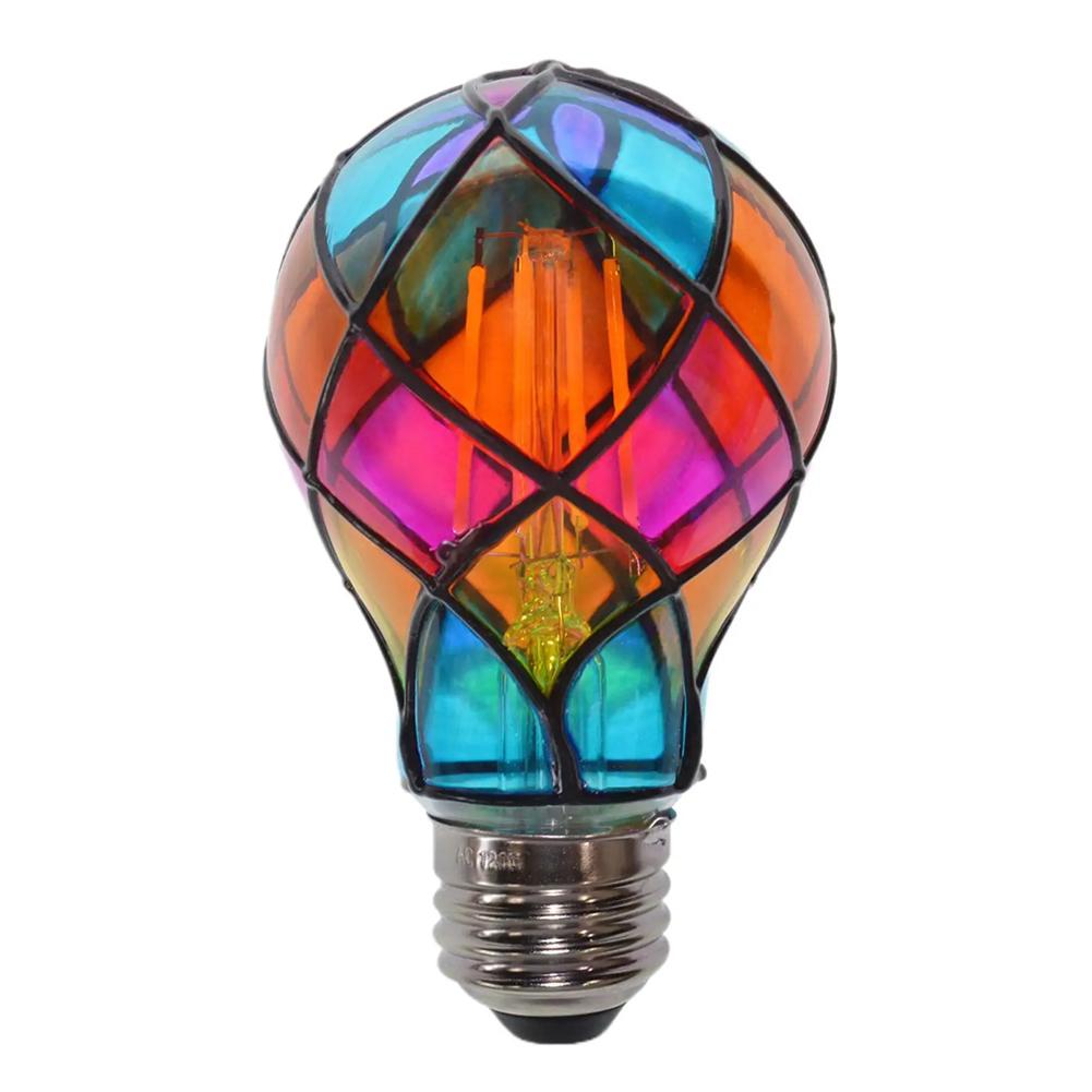 Hand Painted Stained Glass LED Light Bulb Romantic Mosaic Night Lamp for Home Decor