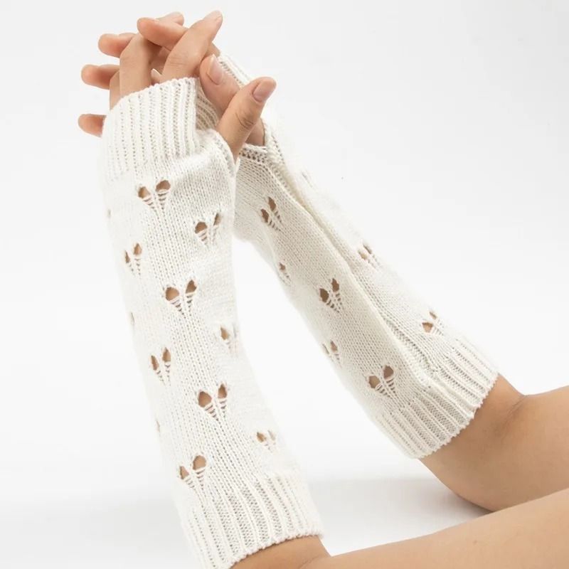 Stylish Arm Warmers Fingerless Gloves Y2K Fairy Grunge Goth Knit Sleeves