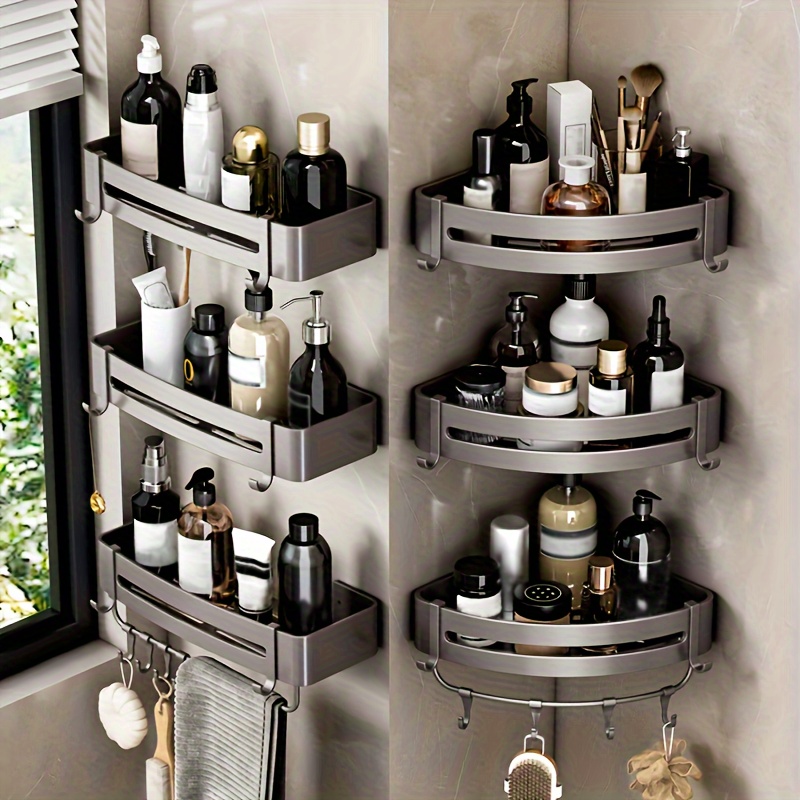 Wall-Mounted Corner Shelf Storage Rack for Shampoo, Makeup, and Accessories, Home Storage Solution