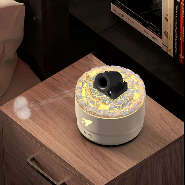 Volcanic Crack Light Cannon Humidifier, Aromatherapy Oil Diffuser with Lava Crack Design & Night Light