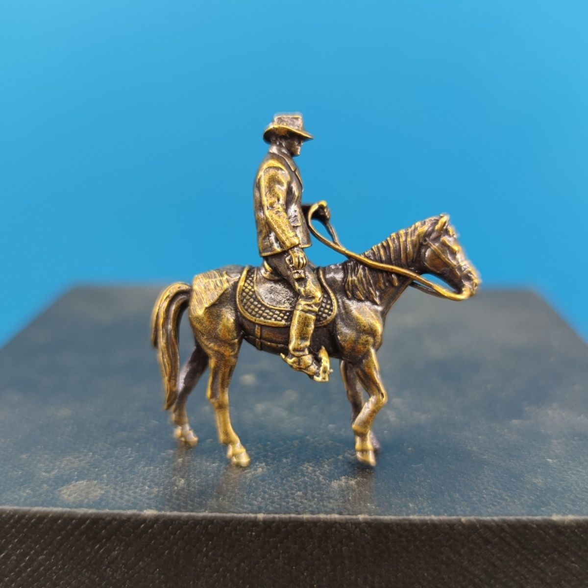 Vintage Brass Horse Figurine Miniature Desk Ornament for Home, Car & Bonsai Decor