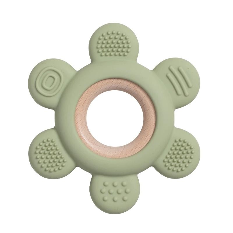 Fruit-Theme Silicone & Wooden Baby Teether – BPA-Free Infant Chewing Toy