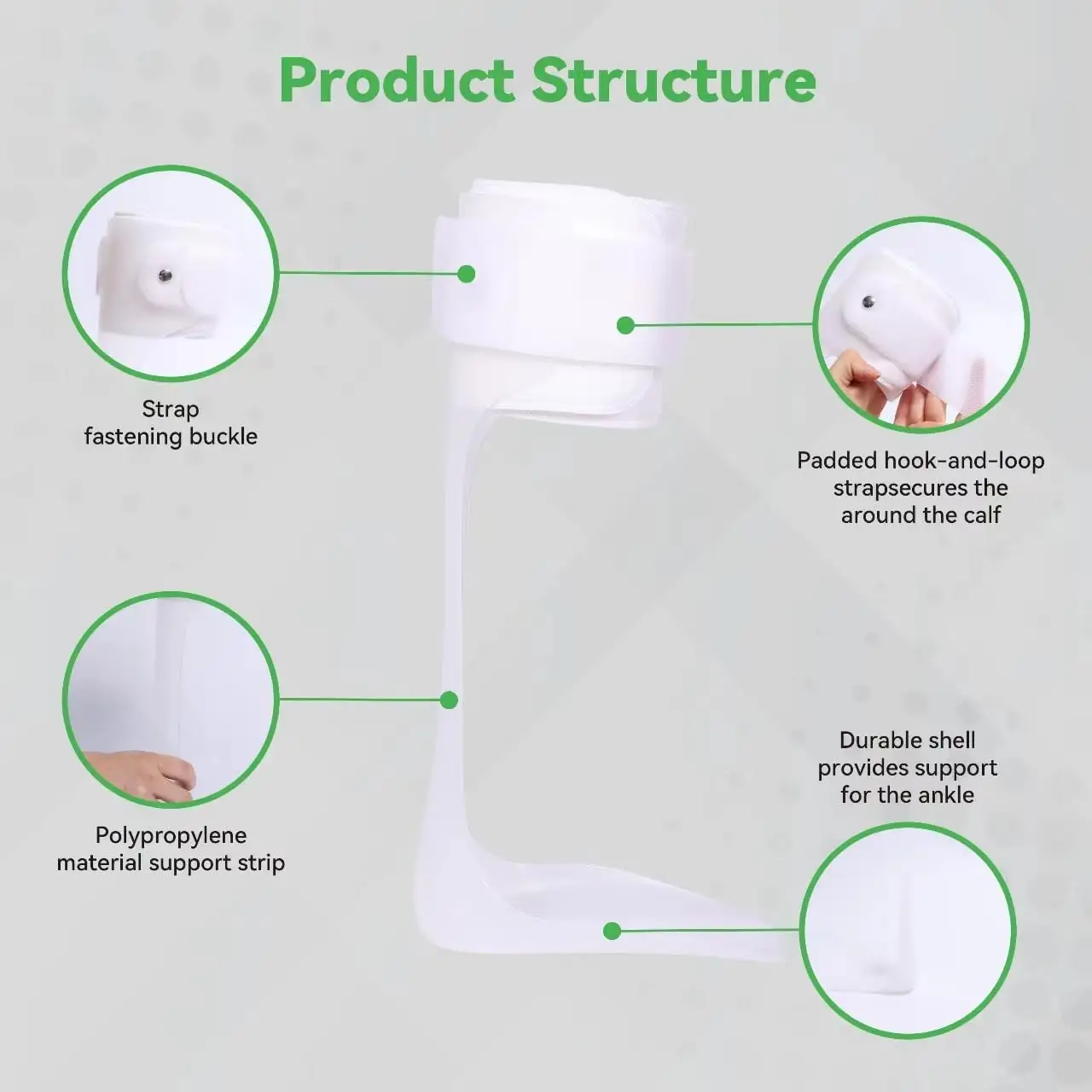 Rigid Ankle Foot Orthosis, AFO Drop Foot Brace for Walking, Durable Polyethylene Foot Drop Splint, Lightweight Support
