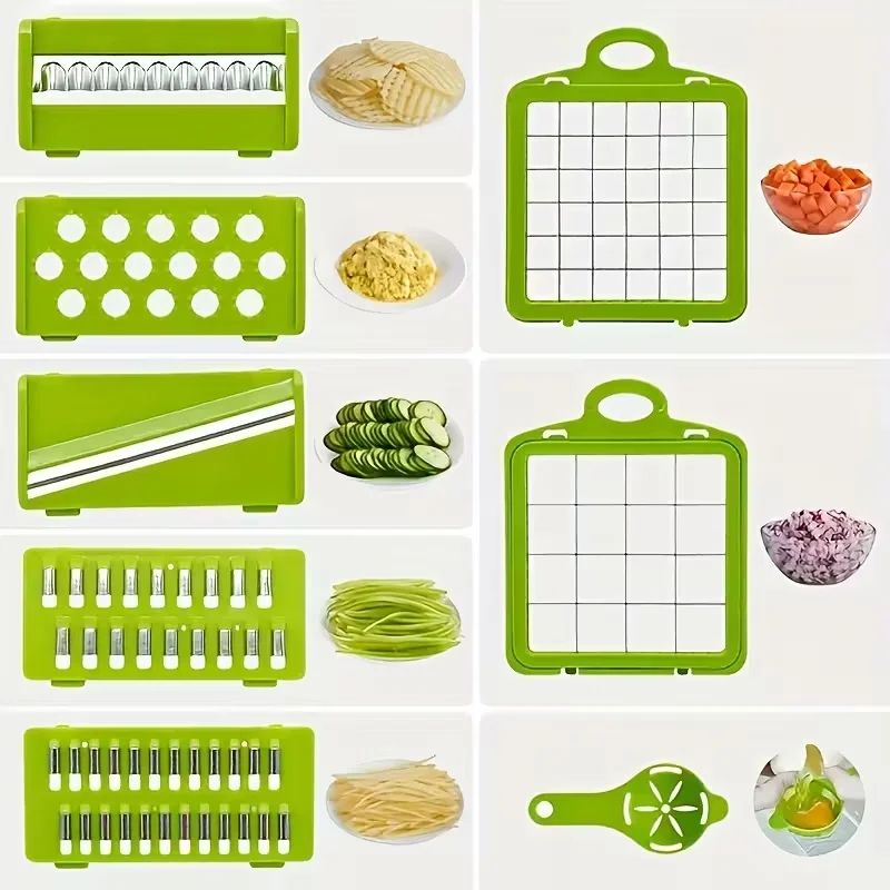 14-in-1 Vegetable Chopper & Mandoline Slicer Set with Interchangeable Blades