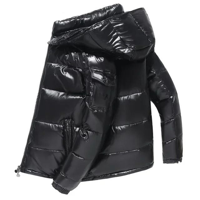 Mens High-Gloss Winter Parka | Thicken Thermal Warm Coa