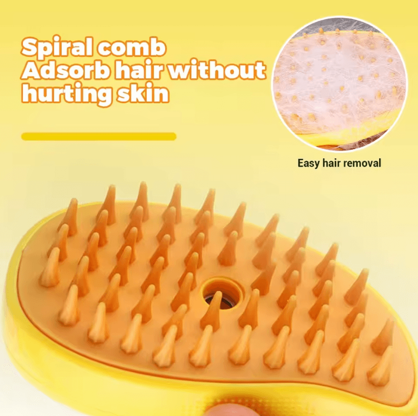 Electric 3-in-1 Pet Steam Brush – Steam Sprayer, Massage Comb & Shedding Grooming Tool for Dogs & Cats