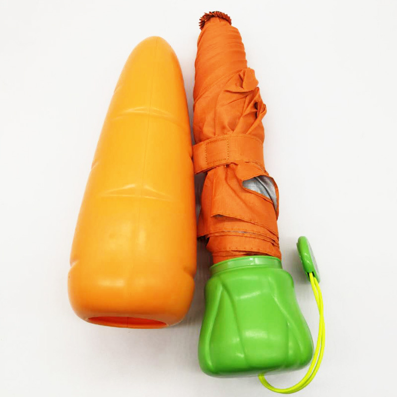 Cute Carrot Umbrella for Kids, Radish Cartoon Windproof Parasol, Perfect Halloween and Xmas Gift for Toddlers