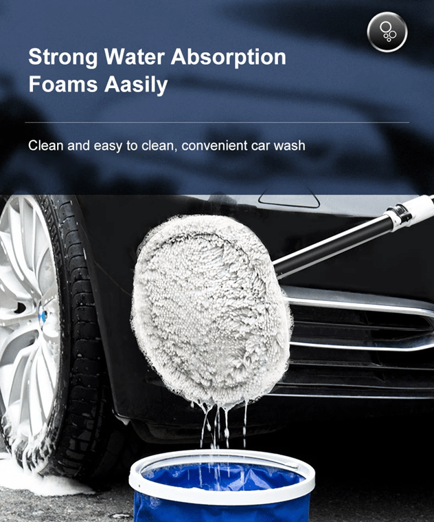 Telescopic Car Wash Brush with Chenille Head and 15 Degree Bend Handle