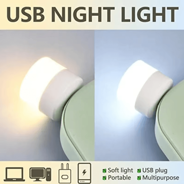 Mini USB Night Light – Warm White LED Reading Light for Laptop, Power Bank & Bedside