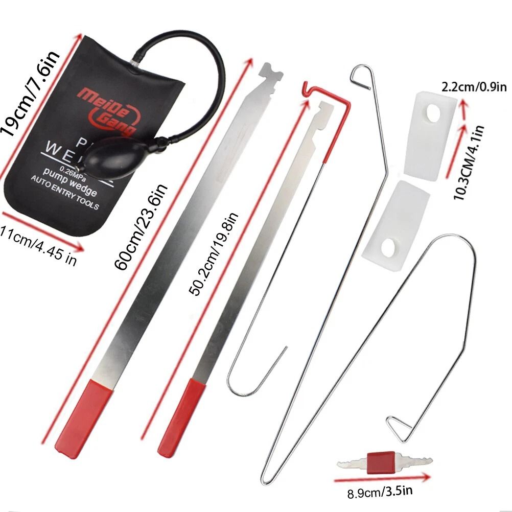 Universal Car Lockout Kit with Air Wedge Pump and Long Reach Tool Set