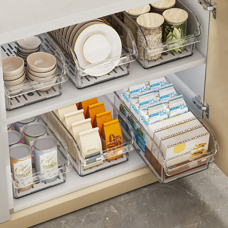 Clear Fridge Organizer Bins, Refrigerator Organizer for Food, Vegetables, Drinks, Fridge Storage Containers for Fruit