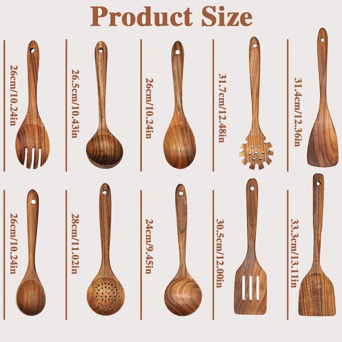 10-Piece Wooden Kitchen Utensil Set and Handcrafted Cooking Spoons