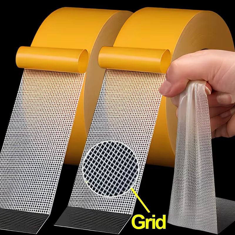 Extra Strong Transparent Double Sided Grid Fiber Adhesive Tape 16.4ft Roll