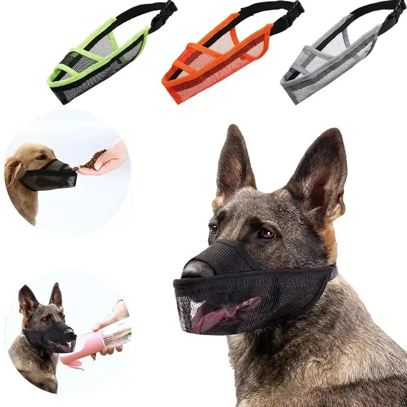 Adjustable Breathable Pet Dog Muzzle: Anti-Bark & Bite Mesh Mouth Cover