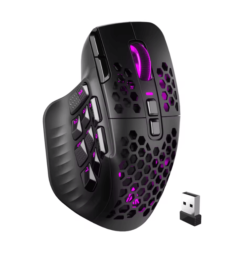 Pro Wireless MMO Gaming Mouse with 16 Side Buttons 24000 DPI RGB Programmable Macros